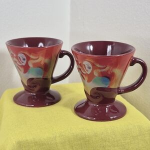 2 Vtg 1999 Frangelico Espresso Cups Linda Frichtel Artist Signed